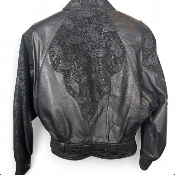 Vintage Wilsons Leather Jacket XS Paisley Embossed Thinsulate 80s/90s - Picture 3 of 8